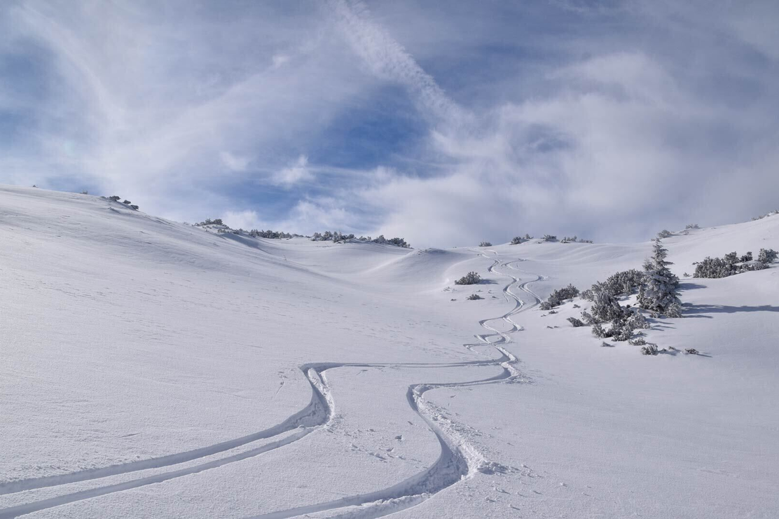 Skitour Brandenberg Roßkogel Spuren im Schnee