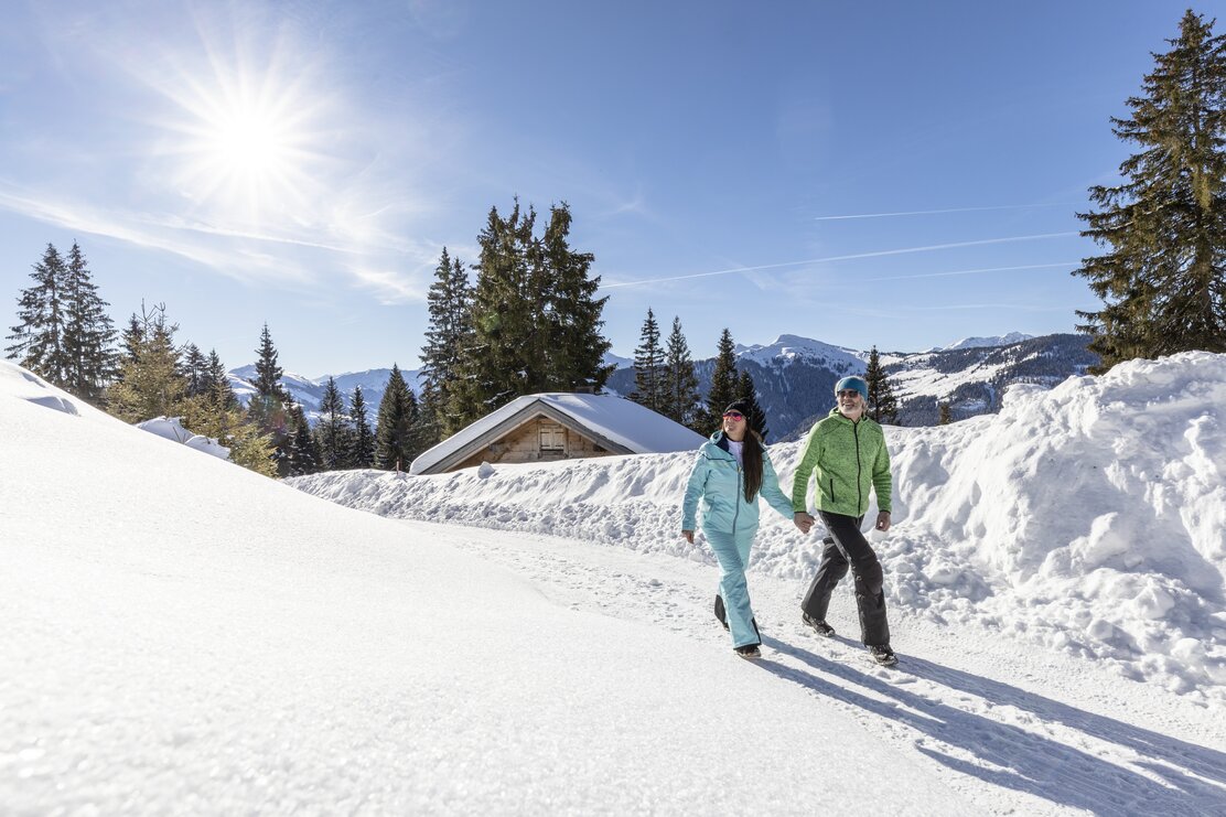 In der Wildschönau warten zahlreiche Winterwanderwege mit herrlichem Panorama inmitten der Tiroler Bergwelt.