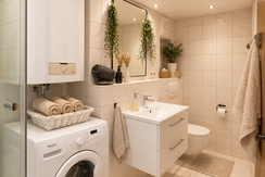 Cozy Scandinavian-style bathroom and laundry  (1)