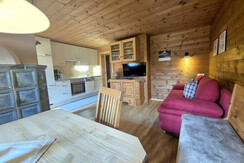 Wohnküche mit Holzkachelofen