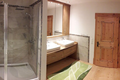 Rainfall shower and double washbasin south view