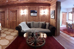 Stone pine parlor and kitchen